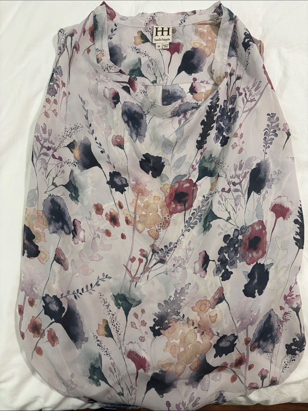 Haute Hippie Floral Sleeveless Blouse in Soft Pastels